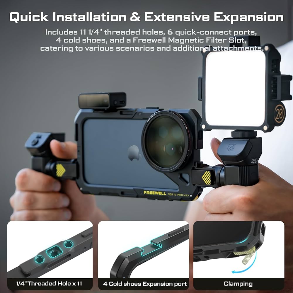 Freewell Genius Rig Kit iPhone 16 Pro用美品 Amazon.com: Freewell Genius Rig Cage for iPhone 16 Pro Max
